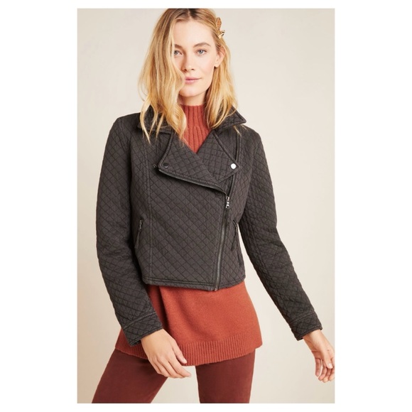 NWOT Anthropologie Marrakech Quilted Moto Jacket in Washed Black  Size Small - Picture 4 of 13
